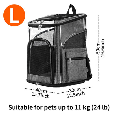 LIFEBEA Cat Pet Carrier Backpack - Dog Puppy Travel Space Carrier Bag - Intimate Design & Easy Access for Pets - Breathable & Soft Backpacks - Ideal Use for Outdoor Trip (L)