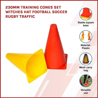 230mm Training Cones Set Witches Hat Football Soccer Rugby Traffic