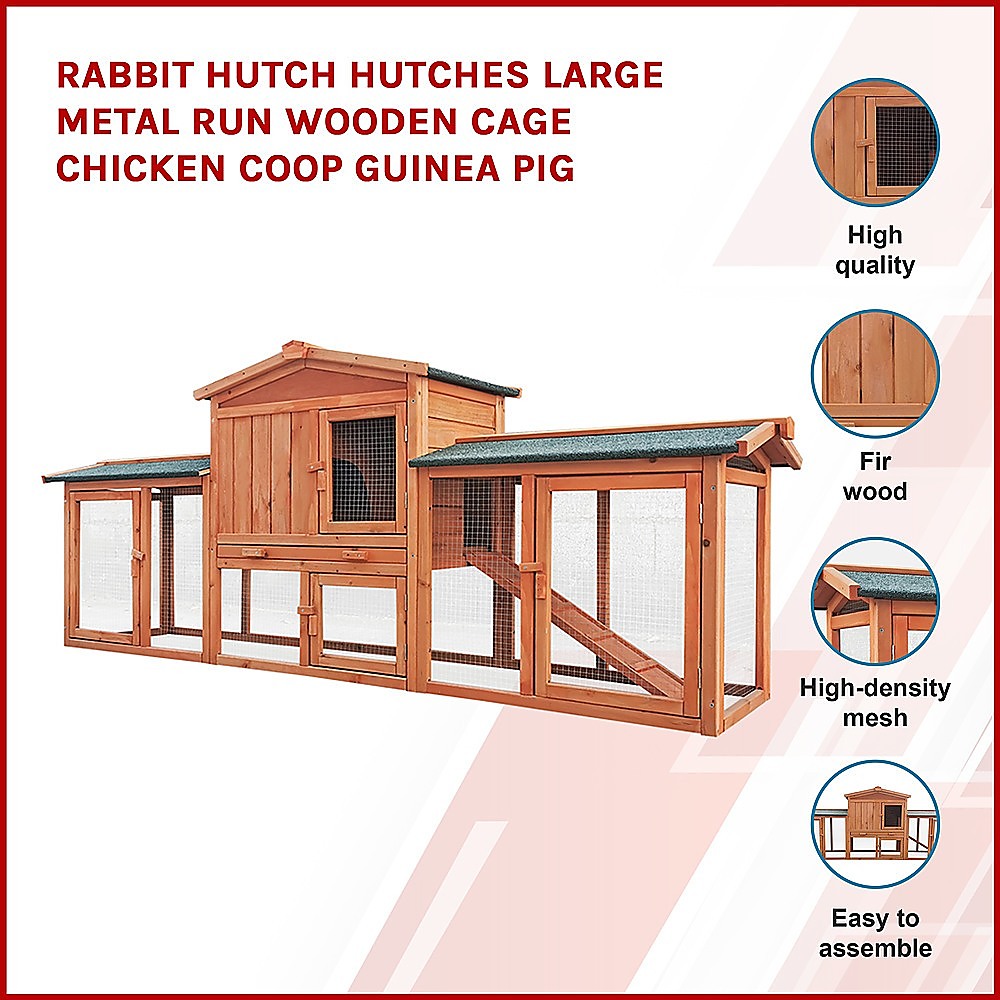 Rabbit Hutch Hutches Large Metal Run Wooden Cage Chicken Coop Guinea Pig