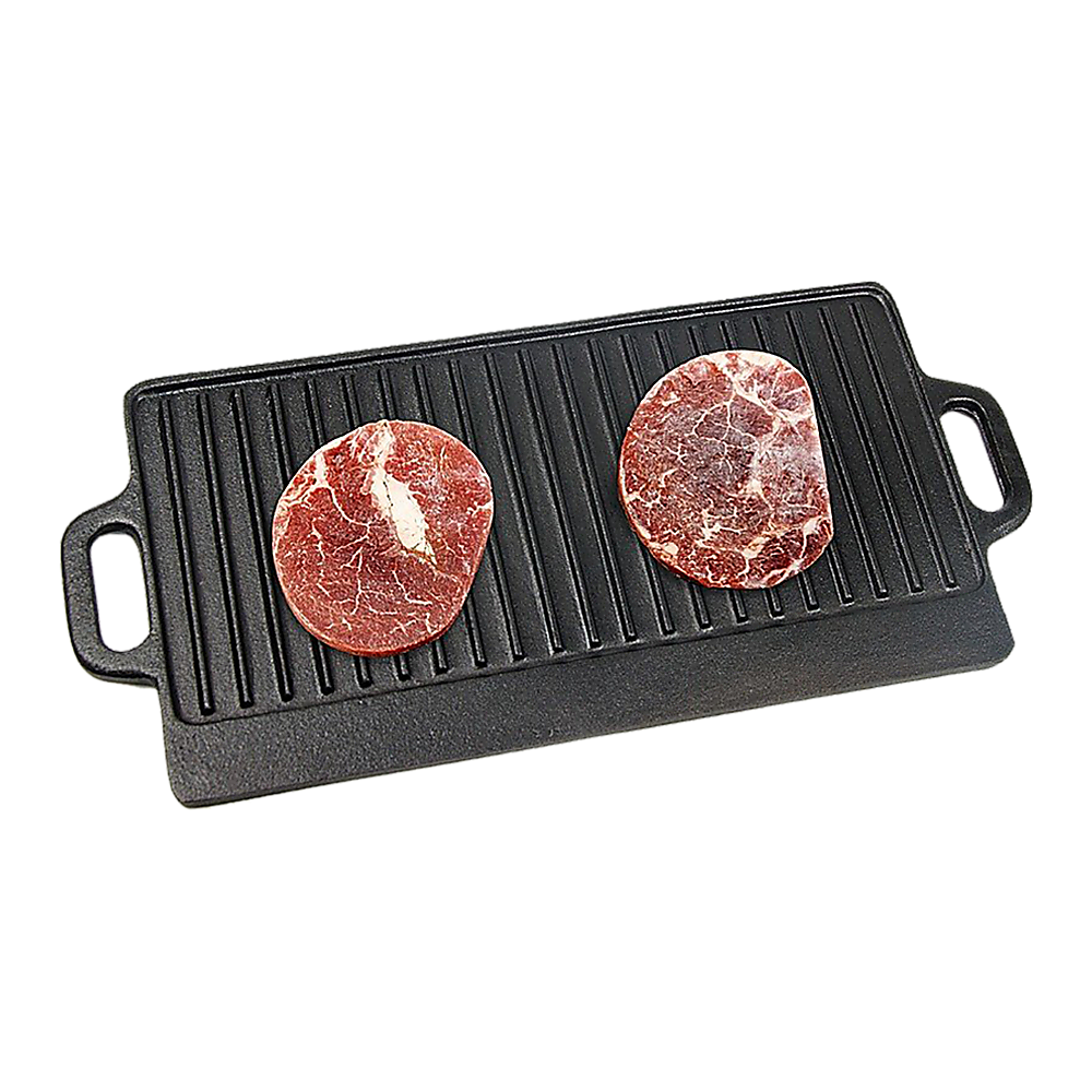 46x22 cm Cast Iron Reversible Griddle Plate BBQ Hob Cooking Grill Pan