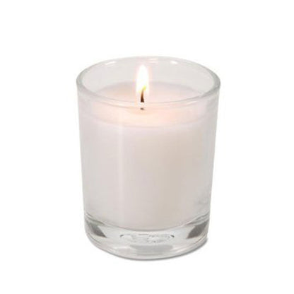 10 White Wax Clear Glass Holder Votive Candle - Wedding Event Centrepiece Table Decoration