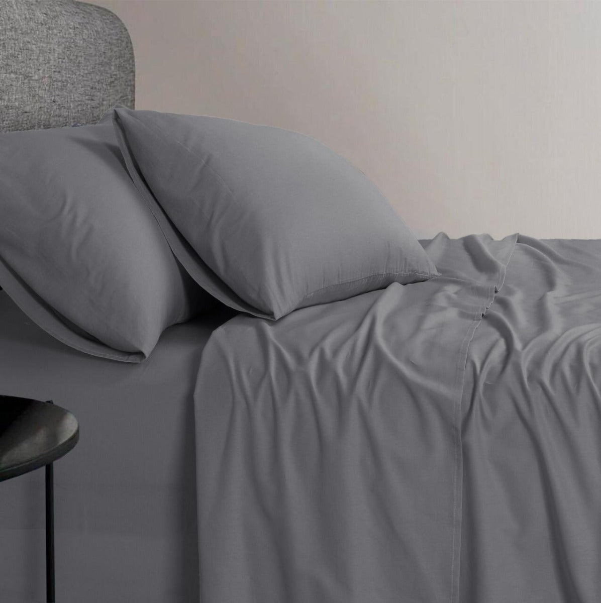 Elan Linen 1200TC Organic Cotton Single Grey Bed Sheet Set